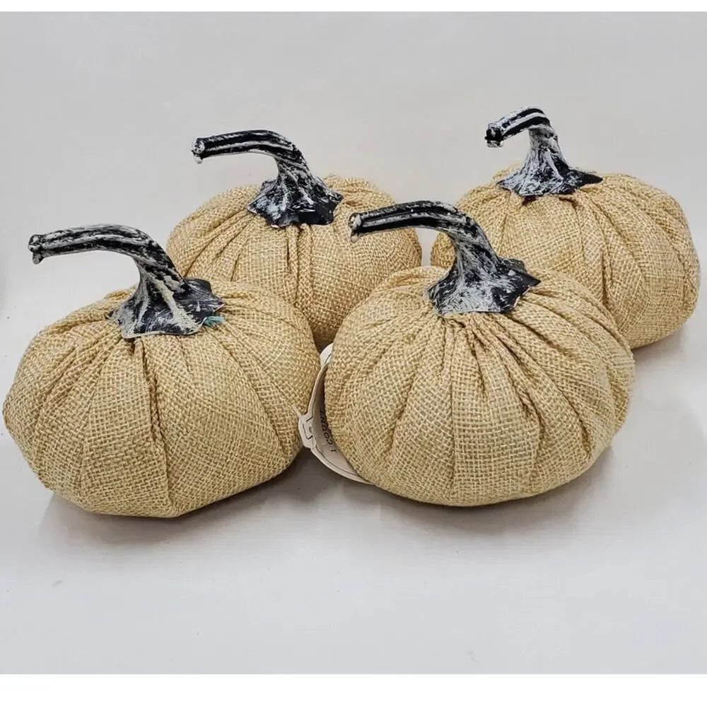 4 New Target Bullseye 2019 Fall Harvest Halloween Fabric Pumpkins Cream Textured
